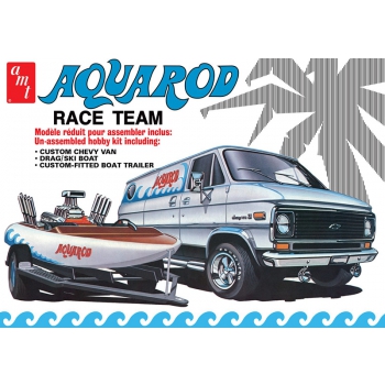 Plastikmodell – 1:25 Aqua Rod Race Team 1975 Chevy Van, Rennboot und Anhänger – AMT1338